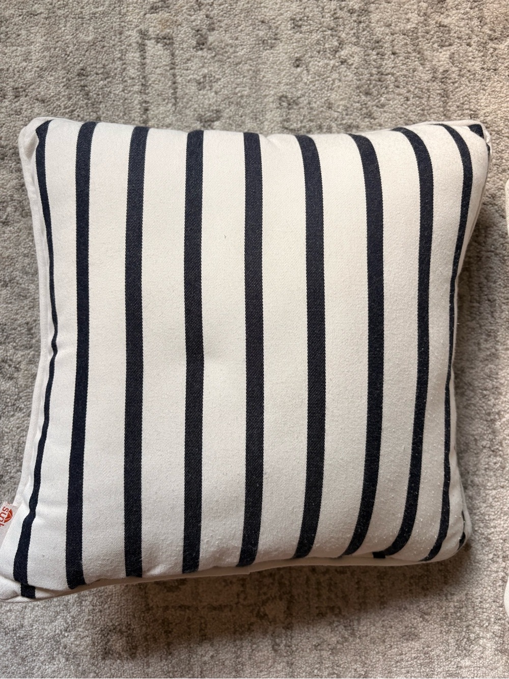 Sunbrella Striped Navy and White Decorative Outdoor Throw Pillow